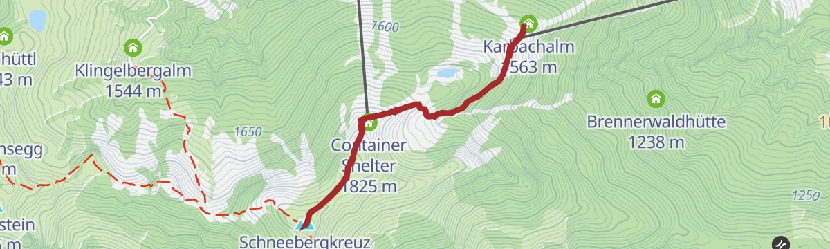 Route map: Bike & Hike Karbachalm - Schneeberg TEIL WANDERN
